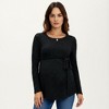 Anna-Kaci Women's Long Sleeve Maternity Top with Textured Knit Fabric and Side Bow Detail - 2 of 4