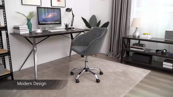 Yaheetech Velvet Desk Chair for Home Office, Soft Height Adjustable 360° Swivel Computer Chair, 2 of 8, play video
