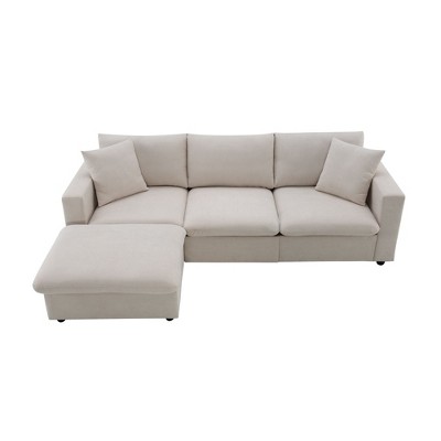 NicBex Modern Sectional Sofa,L-Shaped Couch Set with 2 Pillows and Convertible Ottoman for Living Room,Apartment,Office,Beige