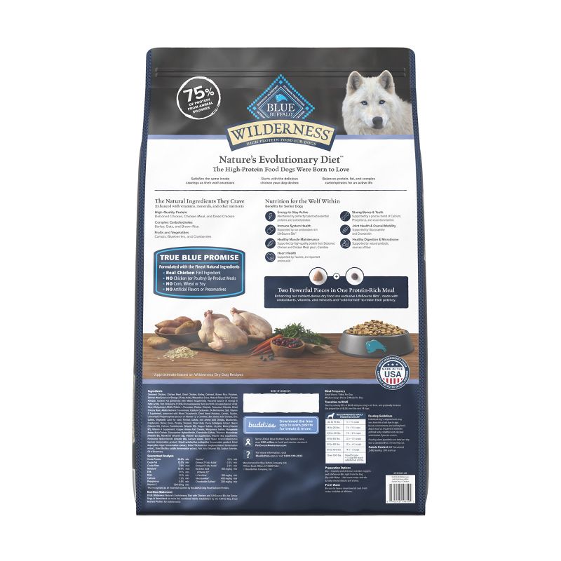 Blue Buffalo Wilderness High Protein Natural Senior Dry Dog Food with Chicken - 24lbs, 3 of 14