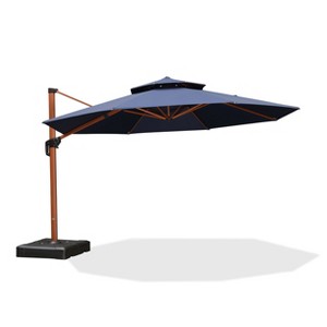 PURPLE LEAF Outdoor Umbrella with Base Patio Round Large Cantilever Umbrella Windproof Offset Heavy Duty Sun Umbrella for Garden Deck Pool - 1 of 4
