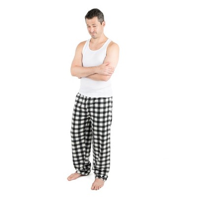 Leveret Mens Fleece Christmas Pants Plaid Black And White M : Target