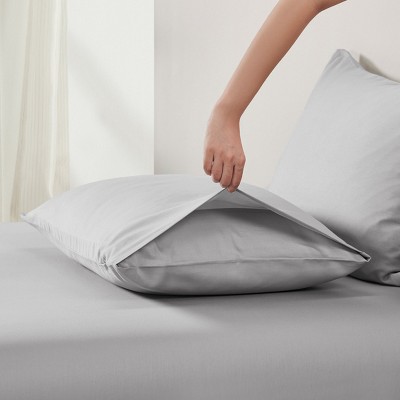 Light Grey Cotton Sateen Standard/Queen Pillowcase Set
