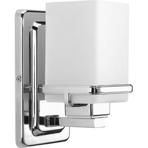 Progress Lighting Metric 1-Light Bath & Vanity, Steel, Polished Chrome, Etched Opal Glass Shade - 1 of 2