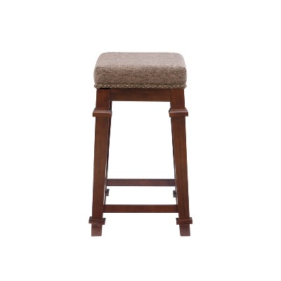 Kennedy Backless Walnut Brown Wood Counter Stool