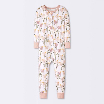 Toddler Girls' Floral Smooth Jersey Snug Fit Union Suit - Cloud Island™ White 4T