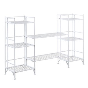Breighton Home 32.5" Xtra Storage 3 Tier Folding Metal Shelves with Set of 2 Extension Shelves in White - 1 of 4