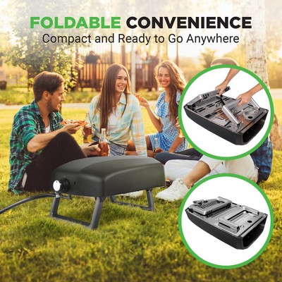 NutriChef Portable Black Gas Outdoor Pizza Oven with Stone