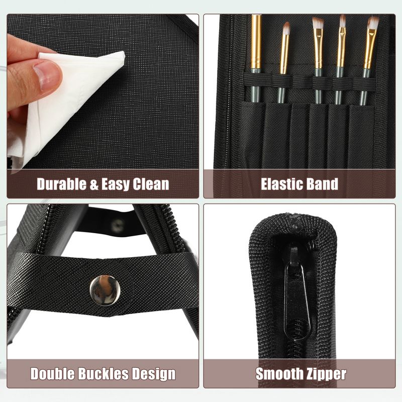 Unique Bargains Foldable Stand-up 29 Pockets Makeup Brush Organizer Black, 4 of 7