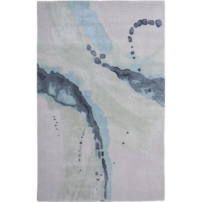 Kawai Modern Abstract Green/Blue/Ivory Area Rug