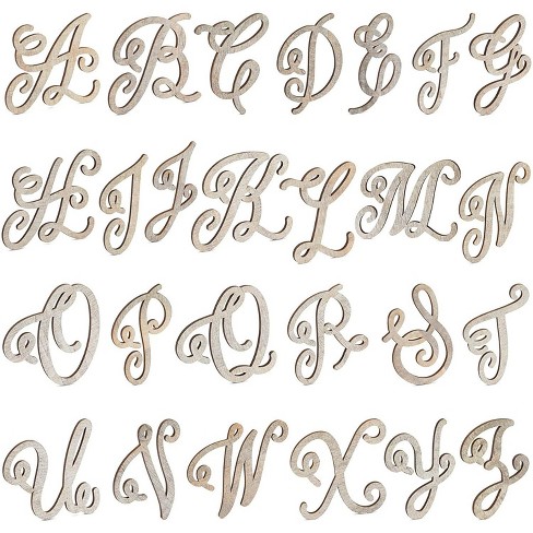 Bright Creations 26-piece Unfinished Wood Monogram Alphabet Wall ...