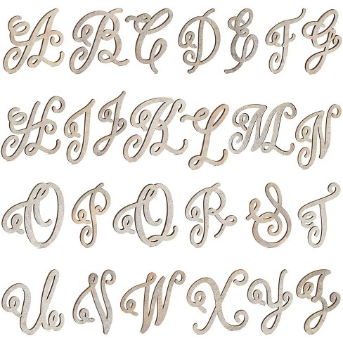 Bright Creations 26-piece Unfinished Wood Monogram Alphabet Wall Art ...