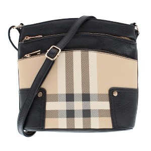 CTM Women's Plaid Adjustable Crossbody with Zipper Detail - 1 of 4