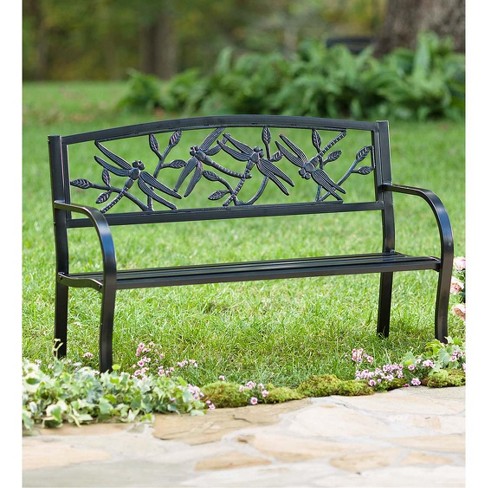 Green metal garden bench hot sale