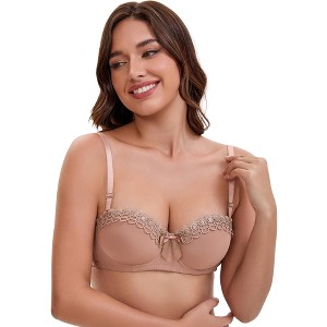 INSPIRE CHIC Women's Convertible Bra Half Cup French Underwire Maximizer Push Up Bow Decoration Lingerie - 1 of 4