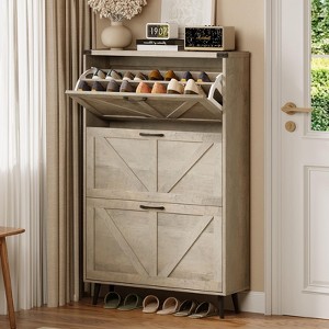 Narrow Slim Freestanding Rack Cabinet, Shoe Organizer Cabinet for Entryway - 1 of 4