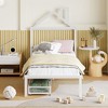CAVINAS Twin Size Bed Frame with House-Shaped Headboard Design, Twin Size Metal Platform Bed, White - 2 of 4