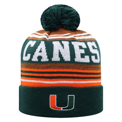 NCAA Miami Hurricanes Men's Rupture Knit Cuffed Beanie with Pom