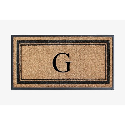 A1HC Natural Rubber Coir Outdoor Doormat 24x48 Monogrammed Anti-Shed Treated Durable Front Door Mat