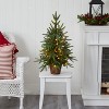 2.5ft. Artificial Christmas Tree with Planter & Clear Lights – Petite Holiday X-Mas Accent - 2 of 4