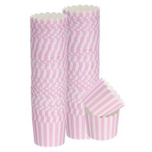 Unique Bargains Greaseproof Disposable Cakes Muffins Liners Pinstripe Paper Baking Cups 6oz 100 Pcs - 1 of 4