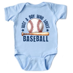 The Juniper Shop Just A Boy Who Loves Baseball Baby Short Sleeve Bodysuit - 1 of 4