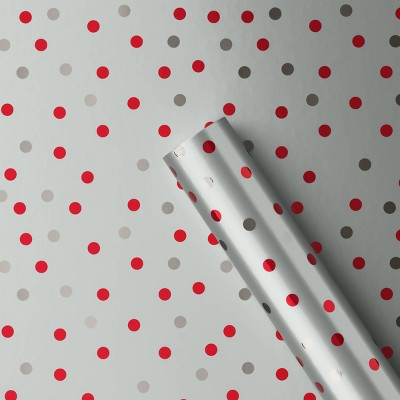 40” 25 sq ft Christmas Roll Wrap Red Gray Silver Dot - Wondershop™