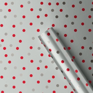 40” 25 sq ft Christmas Roll Wrap Red Gray Silver Dot - Wondershop™ - 1 of 3