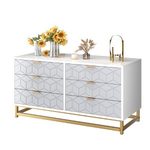 6-Drawer Dresser - Modern Wood Chest of Drawers with Gold Handles - 1 of 4