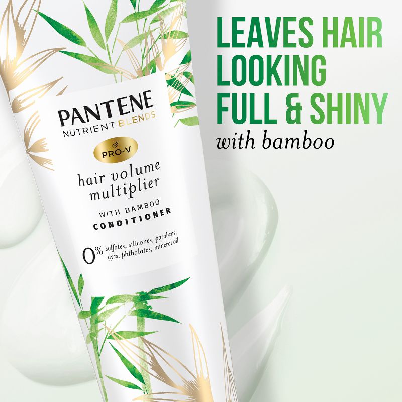 Pantene Nutrient Blends Silicone Free Bamboo Conditioner, Volume Multiplier for Fine Thin Hair - 8.0 fl oz, 4 of 11
