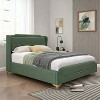 KTMBDW Queen/King Size Leather Bed frame with Wingback Headboard & Footboard, PU Upholstered Platform bed with Wooden Slats Support, Easy Assembly - 2 of 4
