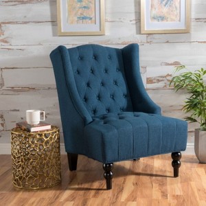 CAVINAS Modern Wingback Accent Chair with Button Tufted Diamond Stitching & Turned Birch Wood Legs, Upholstered Armchair for Living Room - 1 of 4