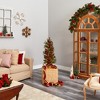 Nearly Natural 3-ft Berry and Pine Artificial Christmas Tree with 50 Warm White Lights and Burlap Wrapped Base - 4 of 4