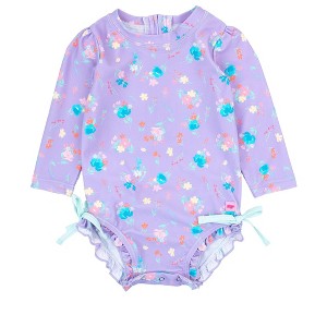 RuffleButts Baby/Toddler Girls UPF50+ Long Sleeve One Piece Rash Guard - 1 of 4