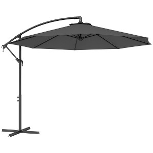 Outsunny 10' Cantilever Hanging Tilt Offset Patio Umbrella with UV & Water Fighting Material and Cross Base (Weight Not Included) - 1 of 4