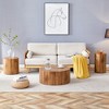 Set of Three Cylindrical MDF Coffee Tables with Wood-Grain Marble-Patterned Tops, Modern Minimalist Design for Living Room or Lounge - 3 of 4