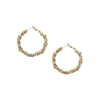 SOHI Women's Champayne Gold Beaded Twist Hoop Earrrings