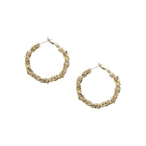 SOHI Women's Champayne Gold Beaded Twist Hoop Earrrings - 1 of 4