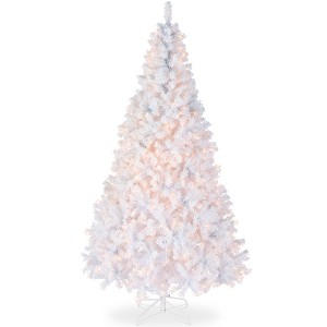 Best Choice Products Pre-Lit White Christmas Pine Tree w/ Flocked Branches, Warm-White Lights - 1 of 4
