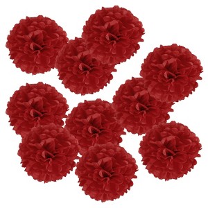 Unique Bargains Decorative Reusable Party Wedding Tissue Pom Poms Flowers 10 Pcs - 1 of 4