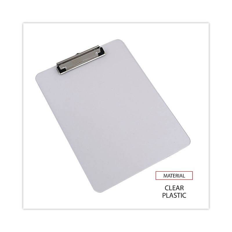 UNIVERSAL Plastic Clipboard with Low Profile Clip 1/2" Capacity Holds 8 1/2 x 11 Clear 40310, 5 of 9