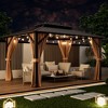 Tangkula 10'x13' Patio Double-Roof Hardtop Gazebo w/ Galvanized Steel Roof Aluminum Frame - 3 of 4