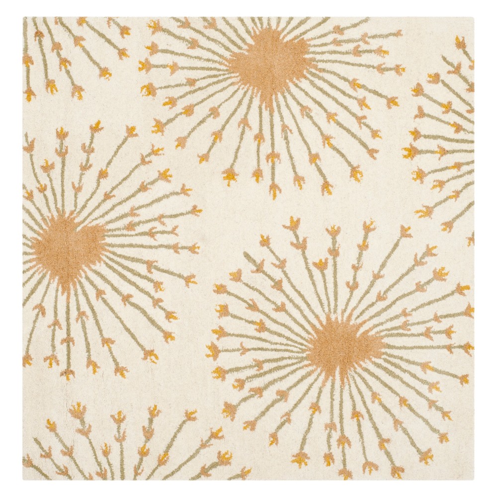 5'X5' Floral Square Area Rug Beige - Safavieh