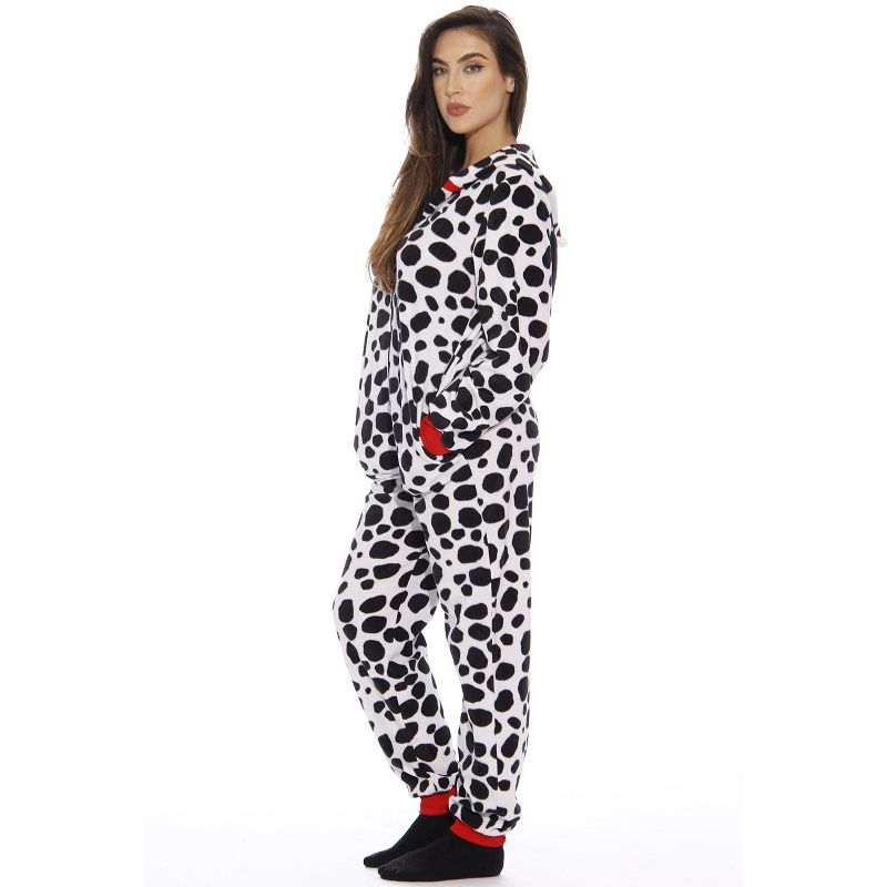#followme Womens One Piece Dalmation Adult Onesie Hooded Pajamas, 2 of 4