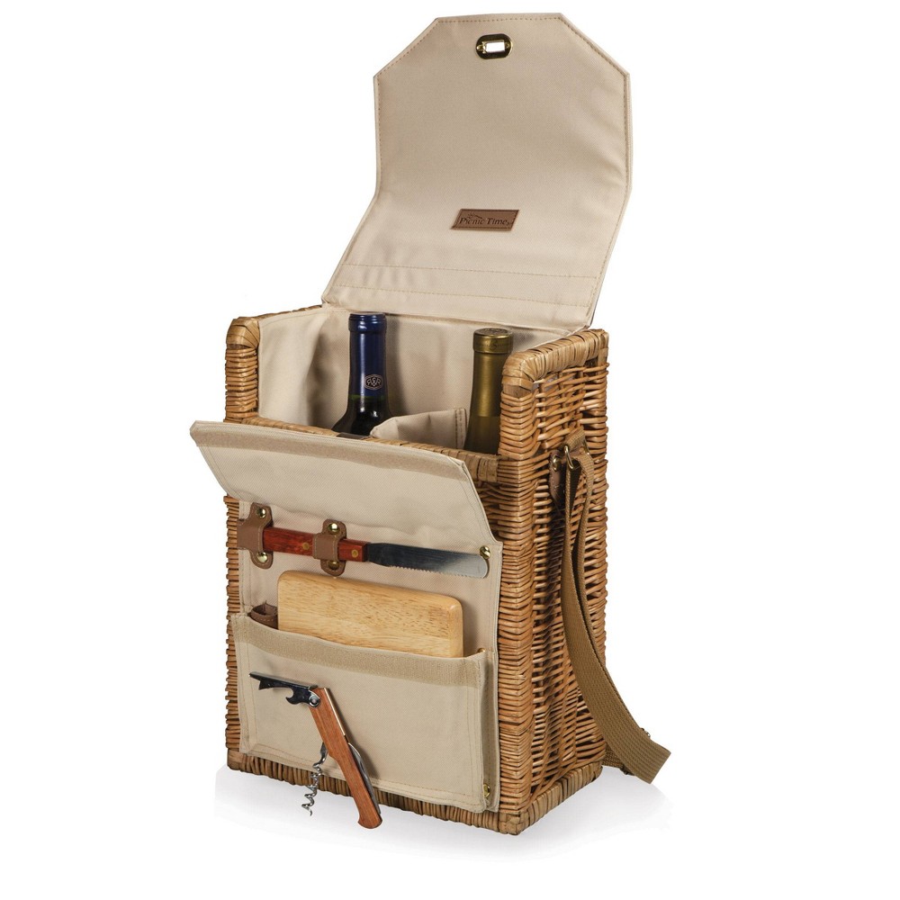 Summerbreeze Wine and Cheese Picnic Basket - Picnic Time: Wicker, Twist Lock, Winery Picnic Set, Wine Holder