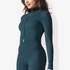 Anna-Kaci Active Women's Rib Knit Long Sleeve High Neck Cropped Sports Jacket - 3 of 4