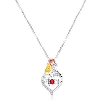 Molenia 925 Sterling Silver Birthstone Necklace for Mom Women Pendant Mama Necklaces Jewelry Christmas Birthday Unique Gifts for Her
