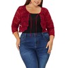 Agnes Orinda Women's Plus Size Shrug 3/4 Sleeves Lace Tie Neck Crop Bolero Cardigan - 2 of 4