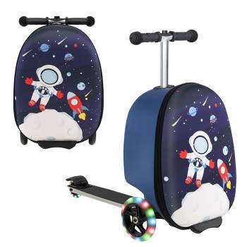 Costway 2-IN-1 Folding Ride on Suitcase Scooter with LED Wheels Brake System Kids toy Gifts