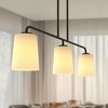 DORESshop 3-Light Modern Kitchen Island Pendant Light Fixture ¨C Black Frame with Striped Milky White Cone Shades, E26 Base (Bulbs Not Included) - 3 of 4